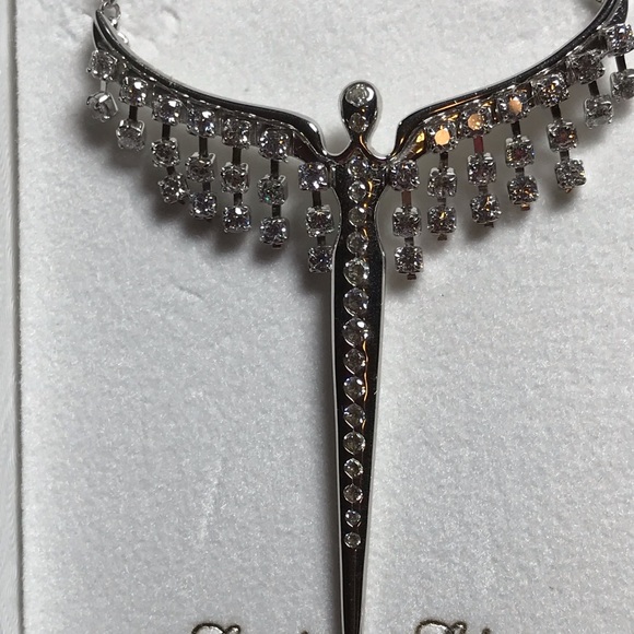 Beautiful angel necklace! Sterling and crystal - Picture 3 of 5